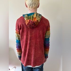 Hippie boho rainbow patchwork sun zipup women’s large